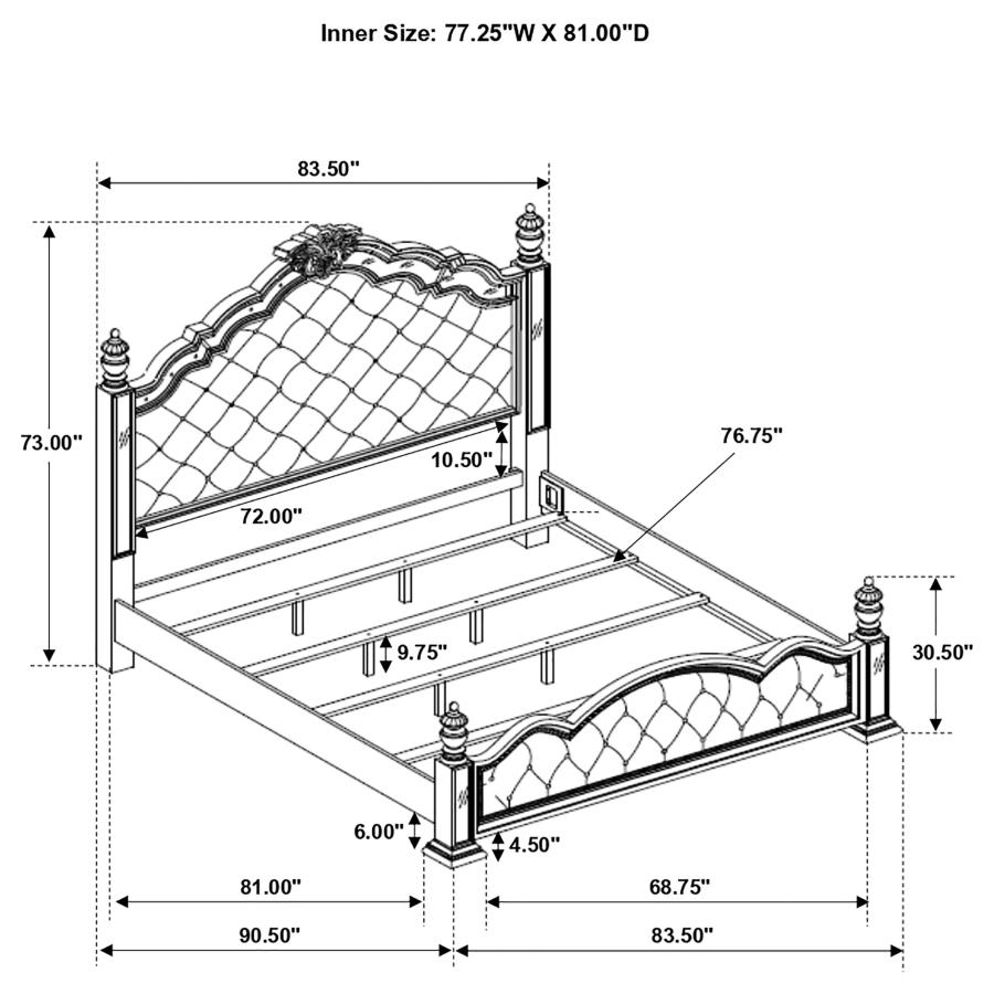 (image for) Heidi Wood Eastern King Poster Bed Metallic Platinum