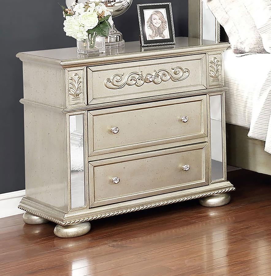 (image for) Heidi 3-drawer Nightstand Metallic Platinum