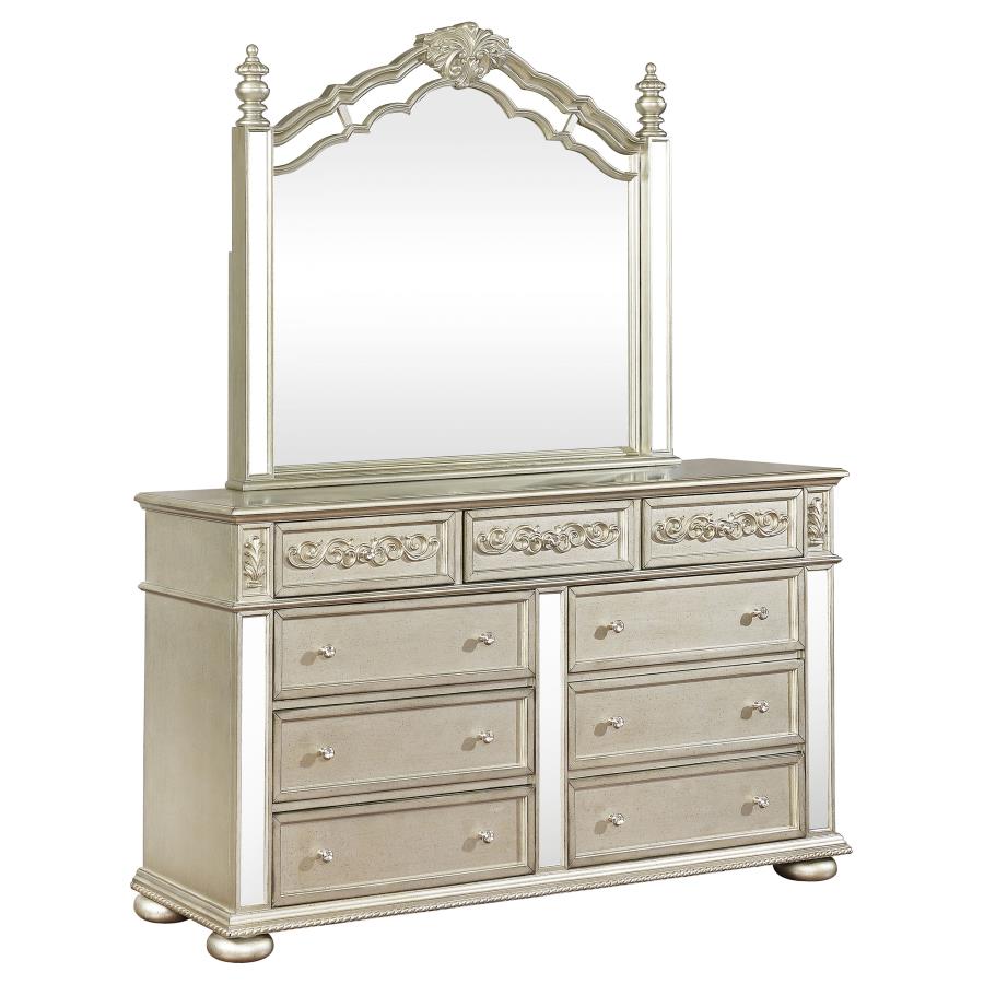 (image for) Heidi 9-drawer Dresser with Mirror Metallic Platinum