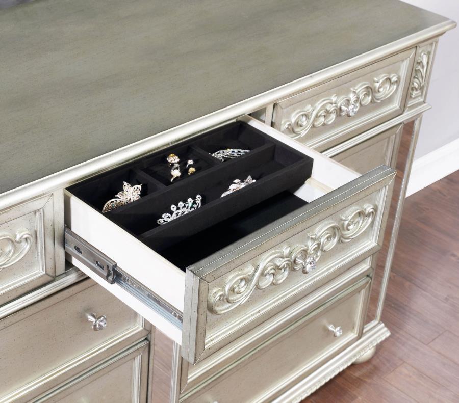 (image for) Heidi 9-drawer Dresser with Mirror Metallic Platinum