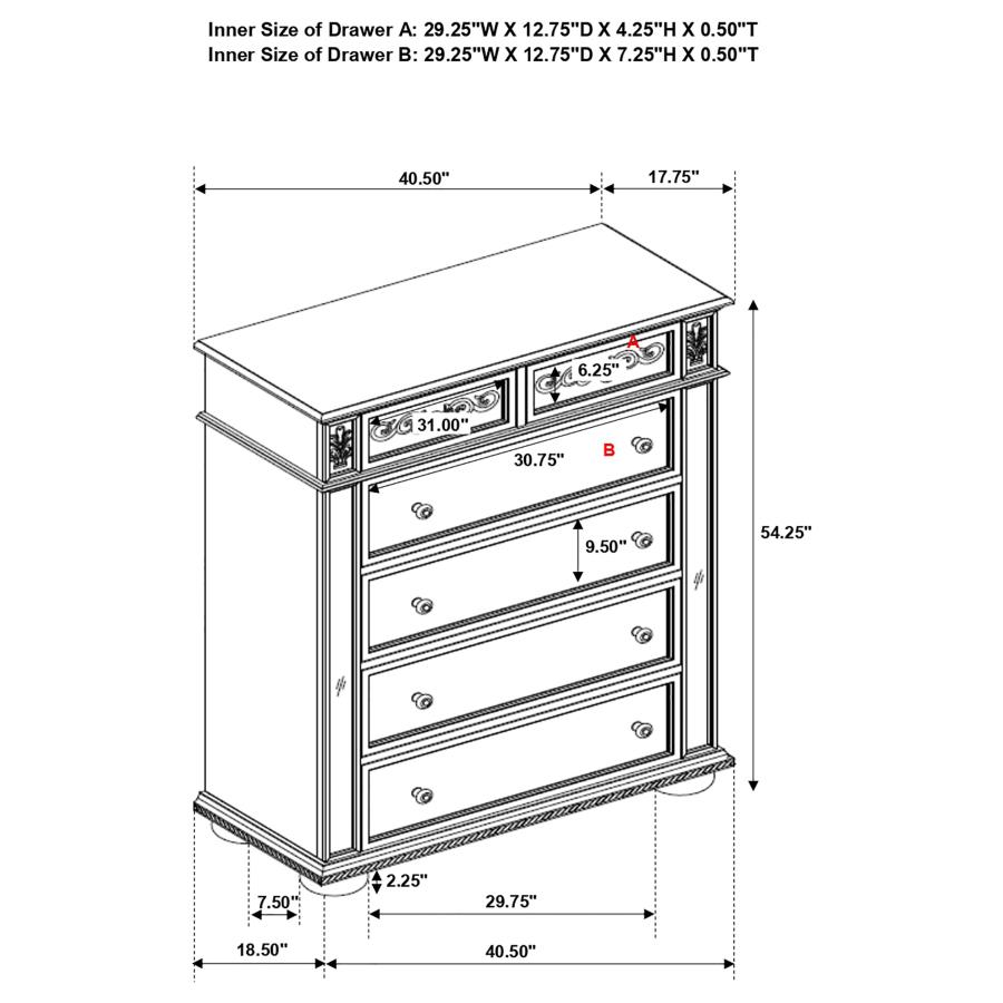 (image for) Heidi 5-drawer Bedroom Chest Metallic Platinum