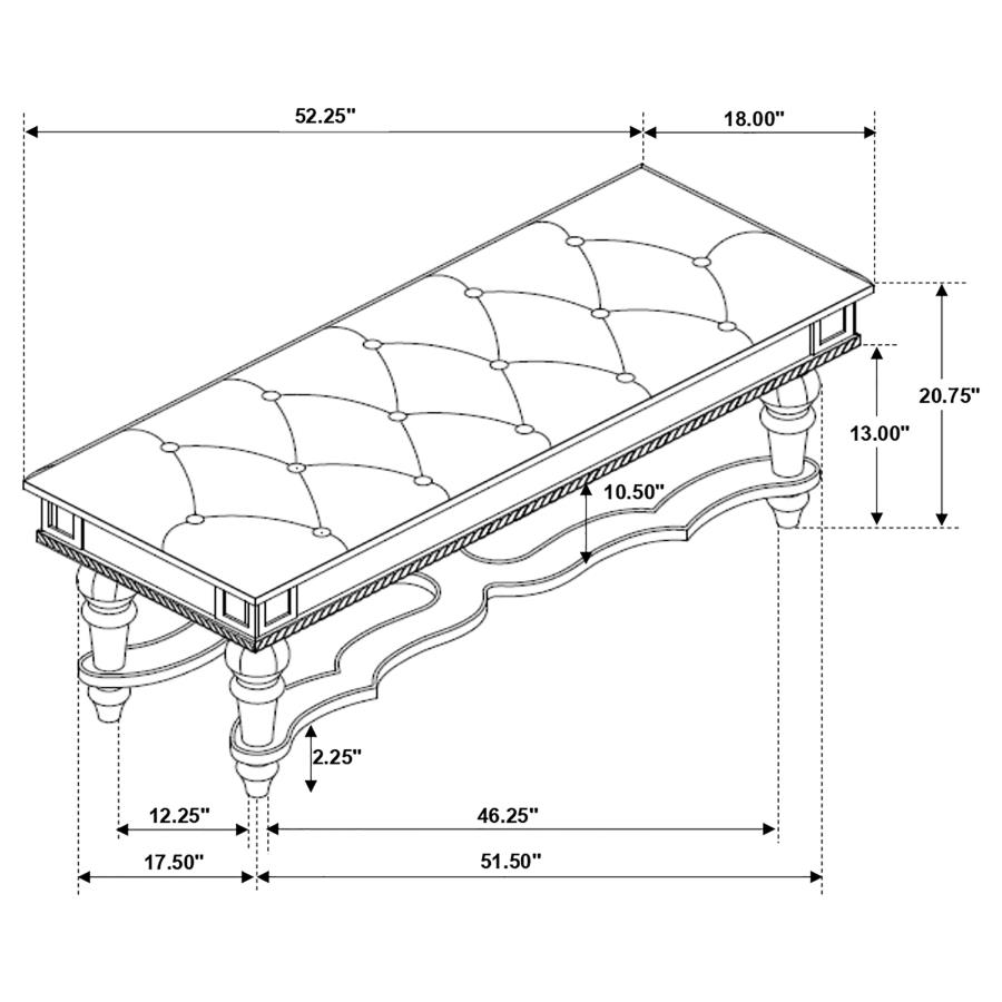 (image for) Heidi Upholstered Tufted Bench Metallic Platinum