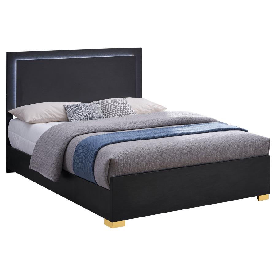 (image for) Marceline Wood Eastern King LED Panel Bed Black