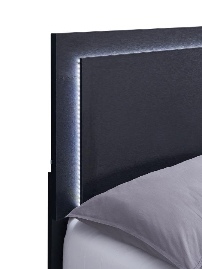 (image for) Marceline Wood Eastern King LED Panel Bed Black