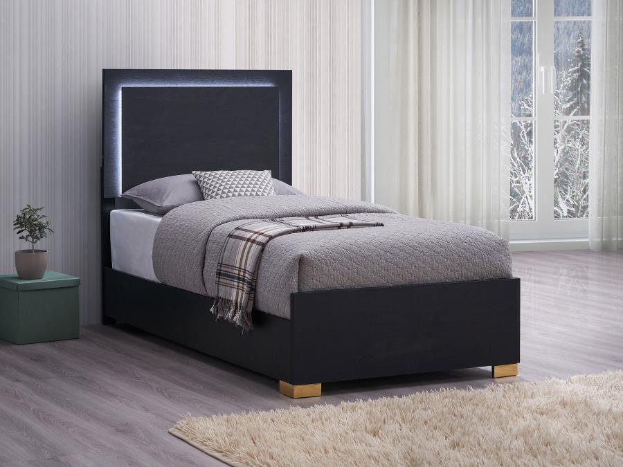 (image for) Marceline Wood Twin LED Panel Bed Black