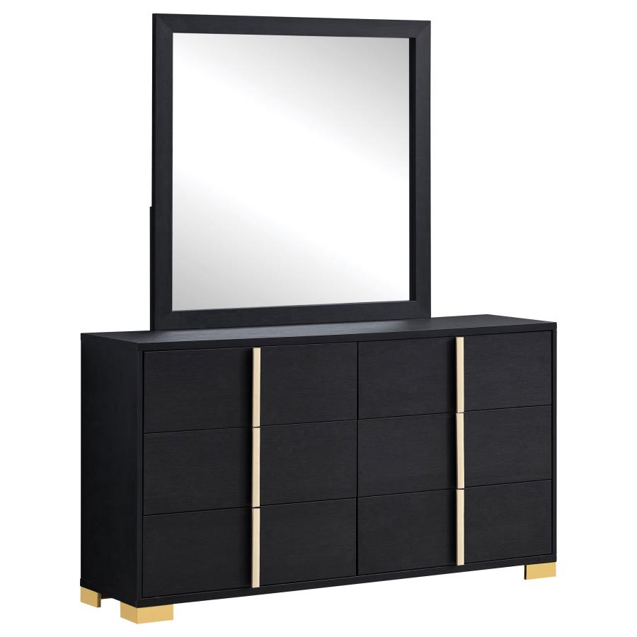 (image for) Marceline 6-drawer Dresser with Mirror Black - Click Image to Close