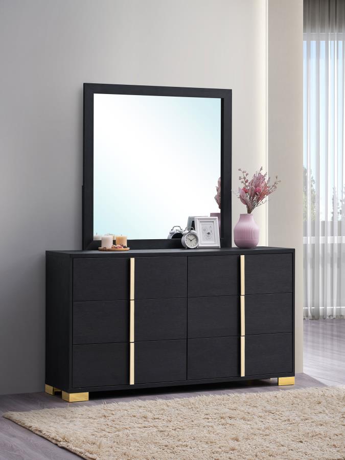 (image for) Marceline 6-drawer Dresser with Mirror Black