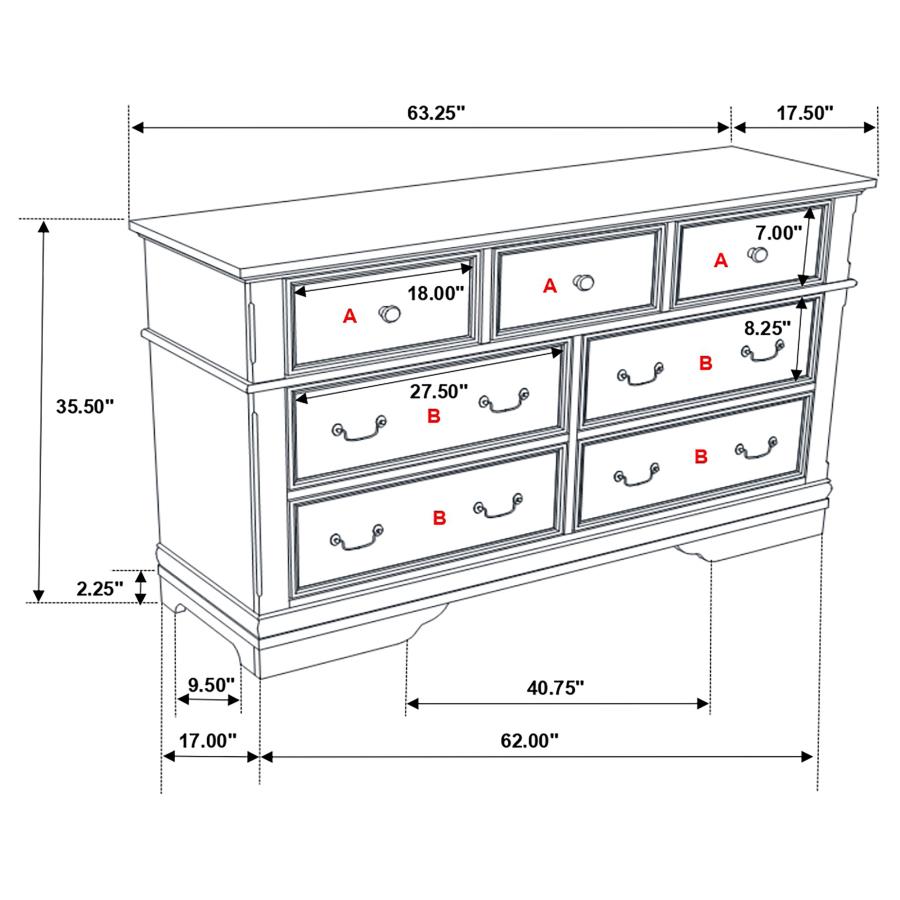 (image for) Manchester 7-drawer Dresser Wheat Brown