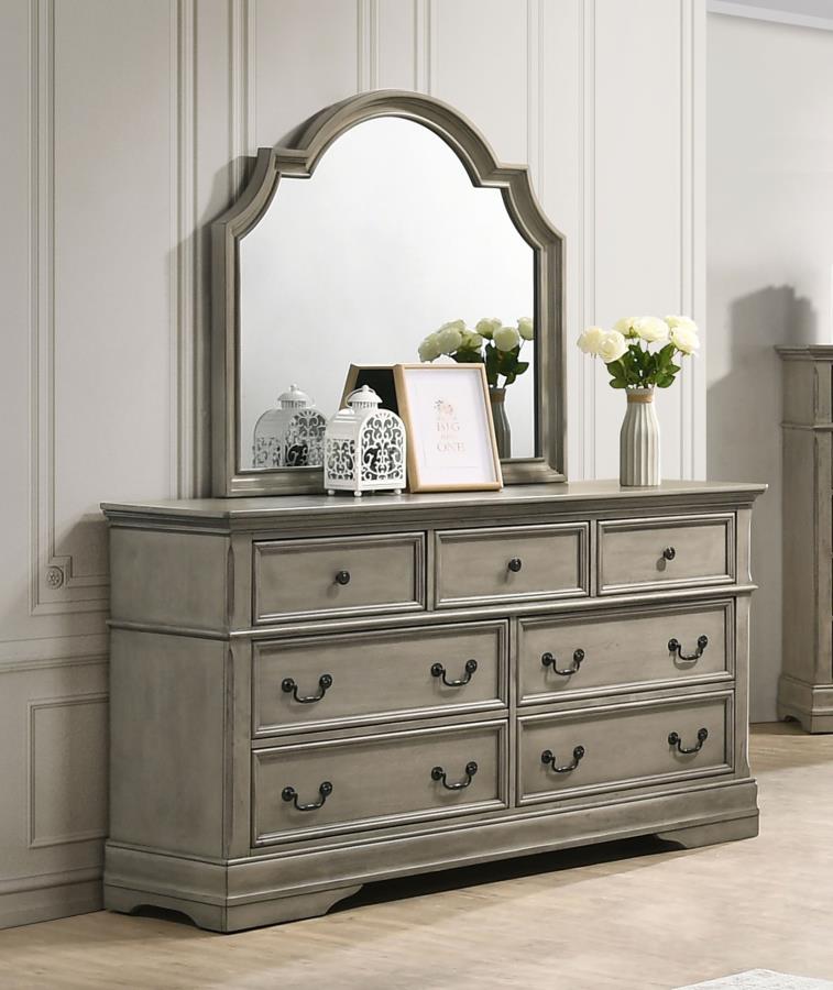 (image for) Manchester 7-drawer Dresser with Mirror Wheat Brown