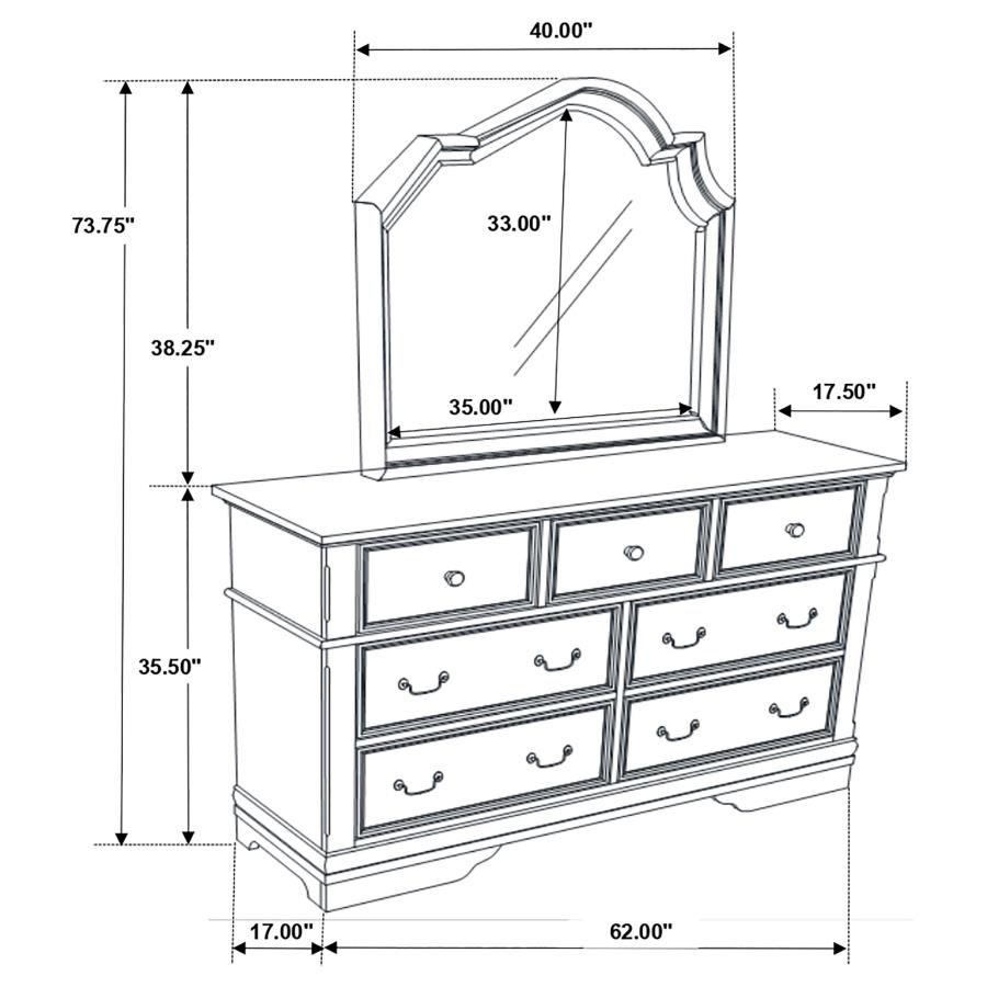 (image for) Manchester 7-drawer Dresser with Mirror Wheat Brown