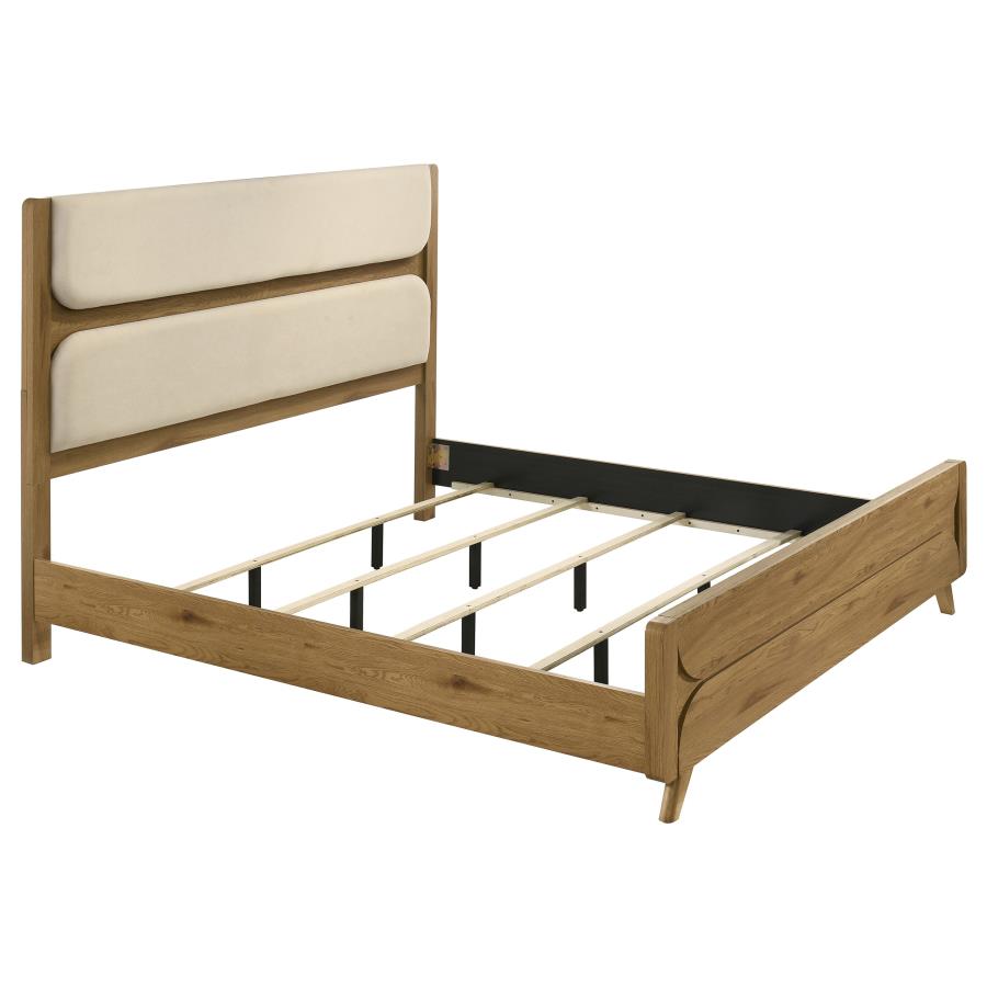 (image for) Bennett 62-inch Eastern King Upholstered Panel Bed Cream and Light Oak