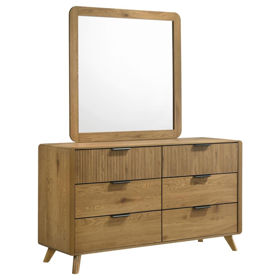 (image for) Bennett 6-drawer Bedroom Dresser and Mirror Set Light Oak