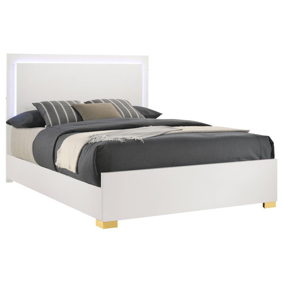 (image for) Marceline Wood Full LED Panel Bed White