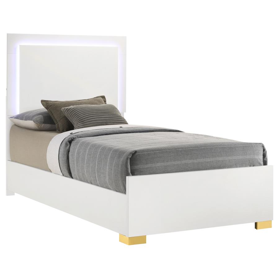 (image for) Marceline Wood Twin LED Panel Bed White