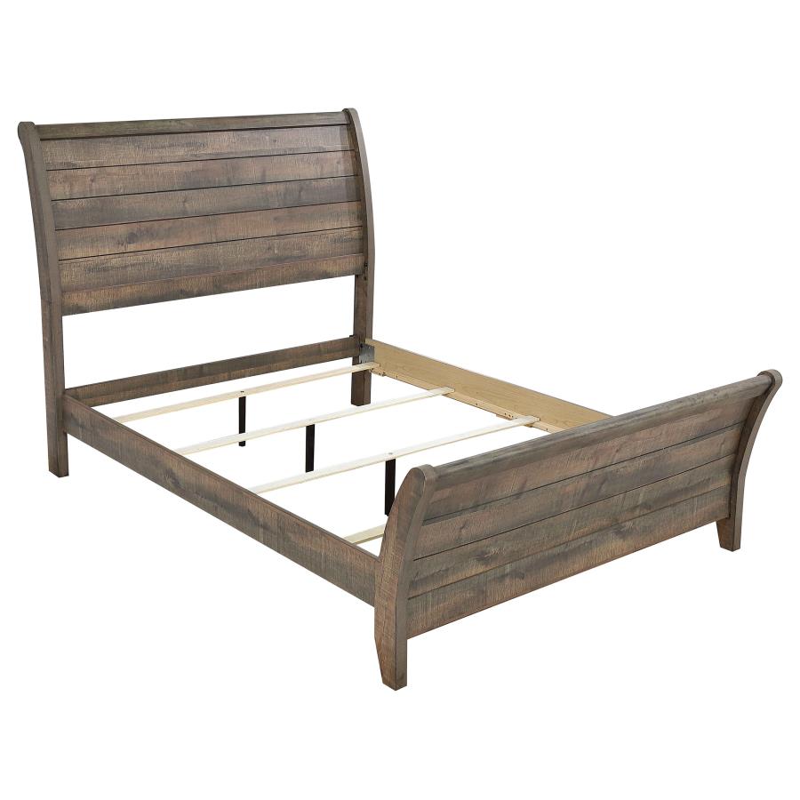 (image for) Frederick Wood Eastern King Sleigh Bed Weathered Oak - Click Image to Close