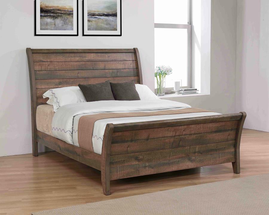 (image for) Frederick Wood Eastern King Sleigh Bed Weathered Oak