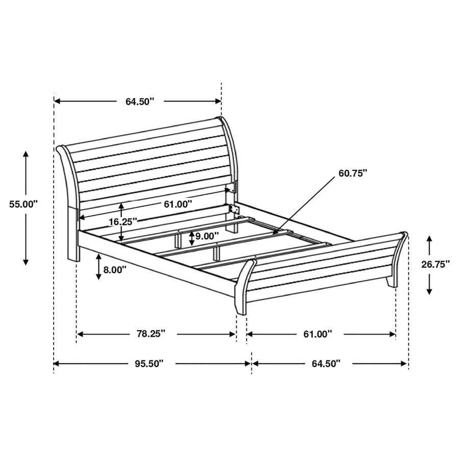 (image for) Frederick Wood Queen Sleigh Bed Weathered Oak