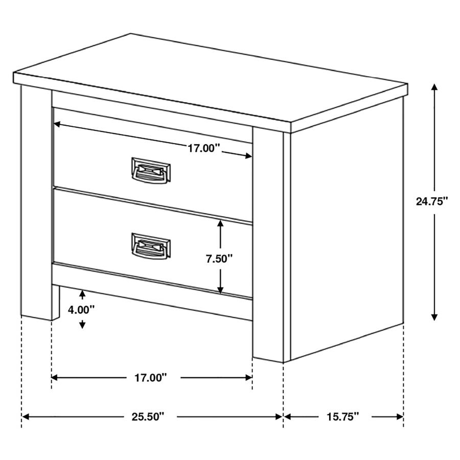 (image for) Frederick 2-drawer Nightstand Weathered Oak