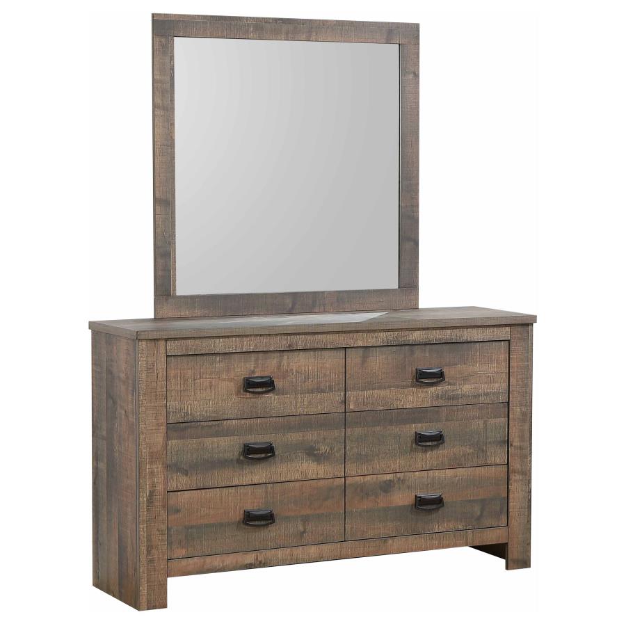 (image for) Frederick 6-drawer Dresser with Mirror Weathered Oak