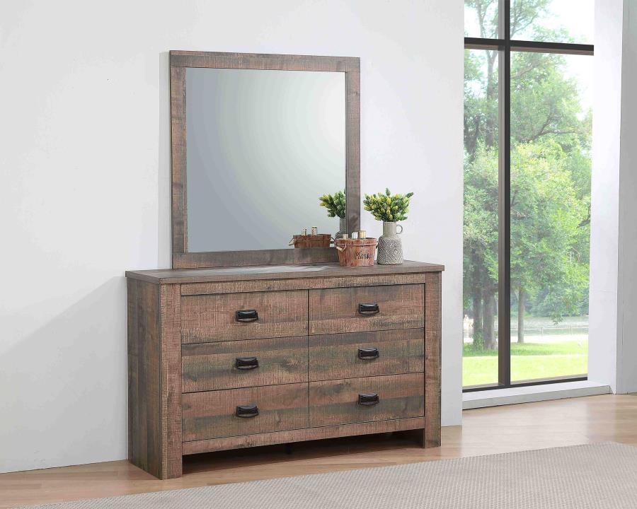 (image for) Frederick 6-drawer Dresser with Mirror Weathered Oak