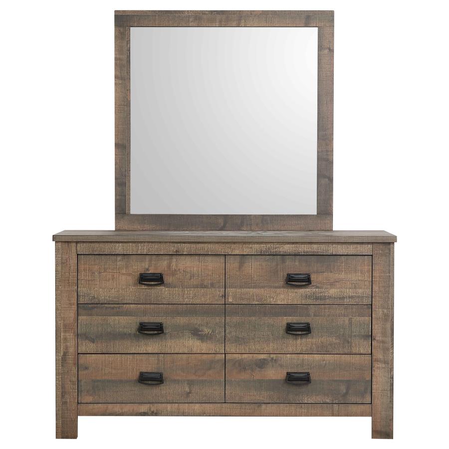 (image for) Frederick 6-drawer Dresser with Mirror Weathered Oak