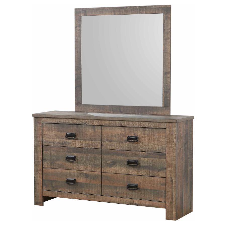 (image for) Frederick 6-drawer Dresser with Mirror Weathered Oak