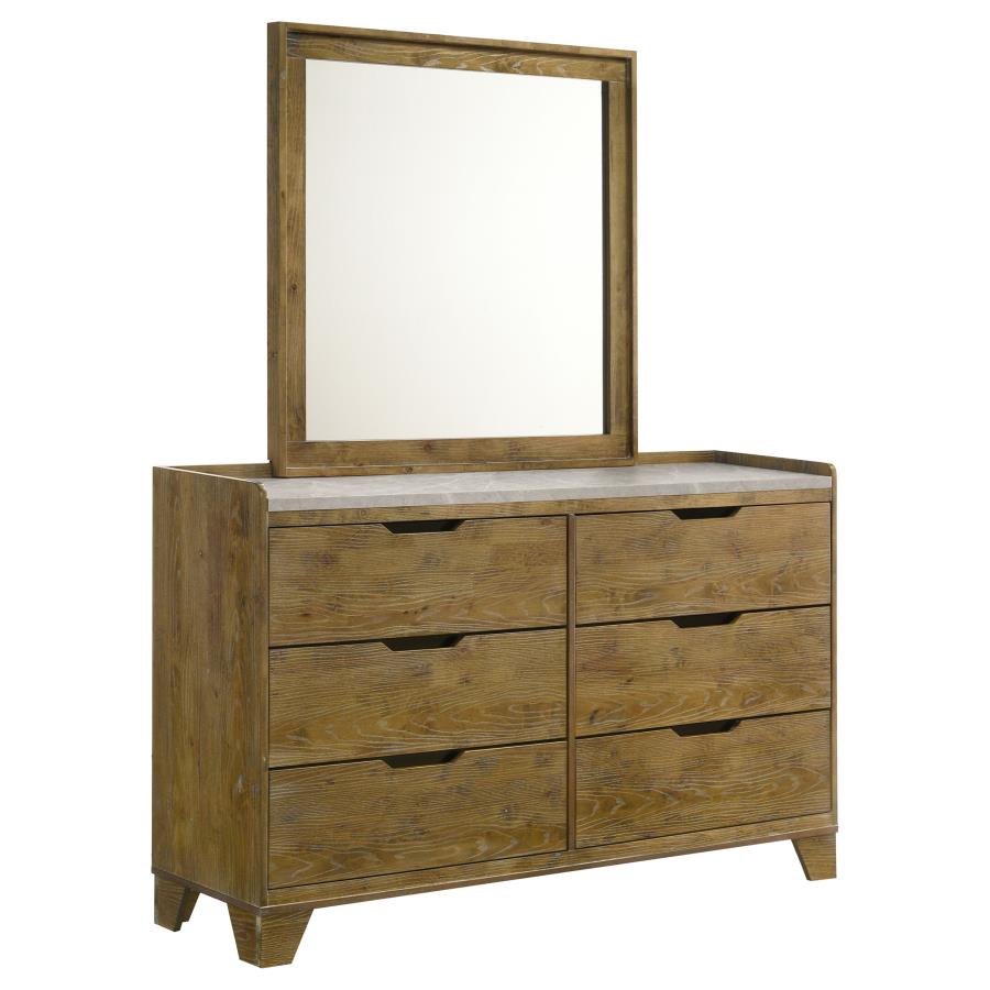 (image for) Henderson 6-drawer Bedroom Dresser with Mirror Medium Oak