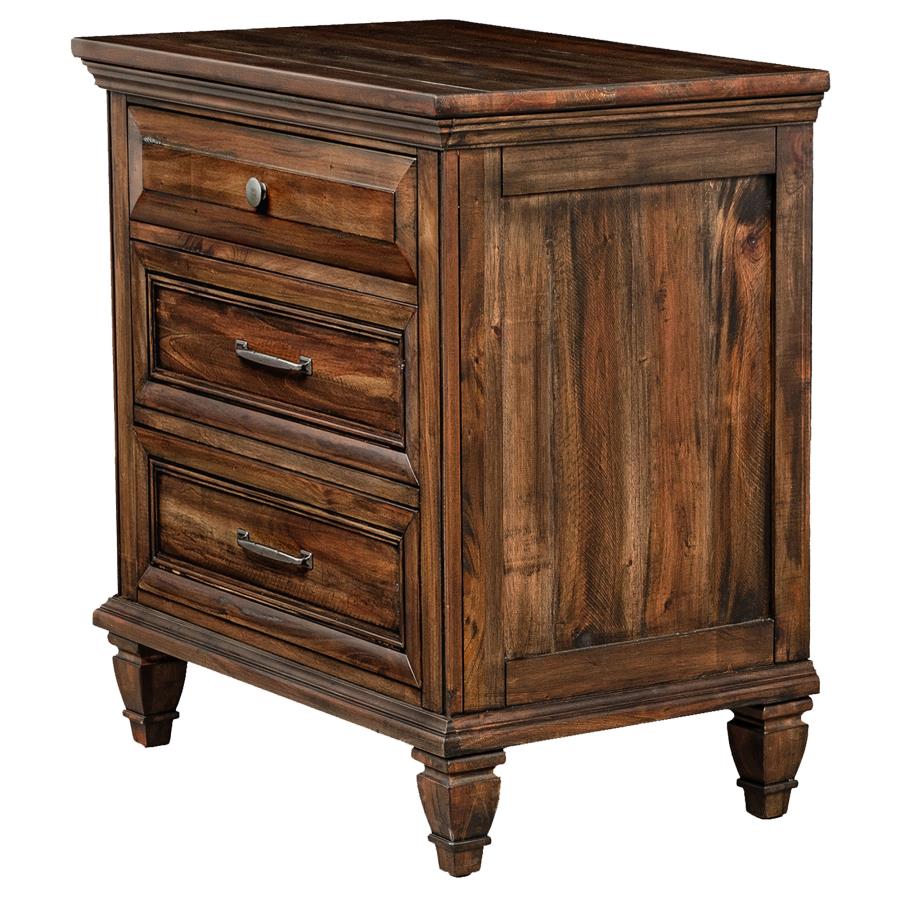 (image for) Avenue 3-drawer Nightstand Weathered Burnished Brown