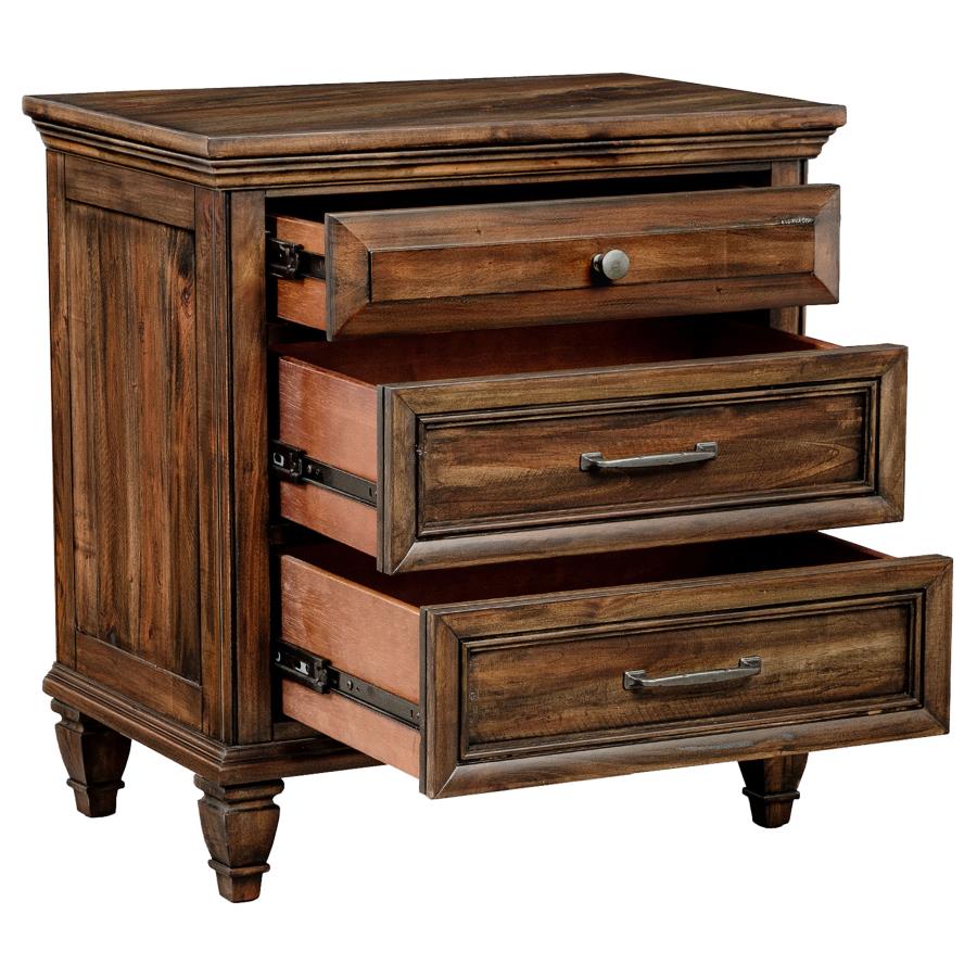 (image for) Avenue 3-drawer Nightstand Weathered Burnished Brown