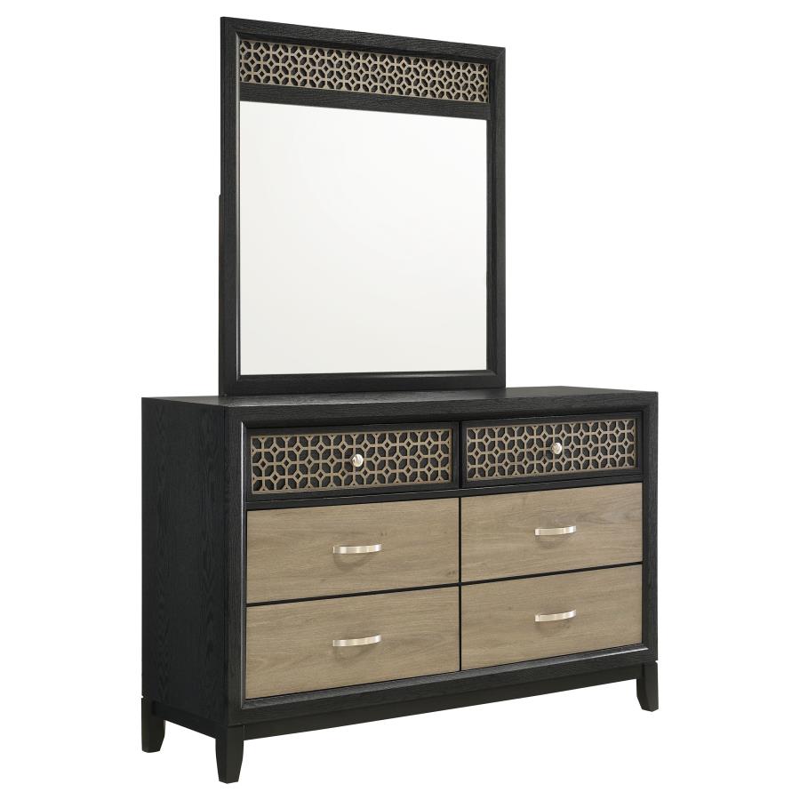 (image for) Valencia 6-drawer Dresser with Mirror Black