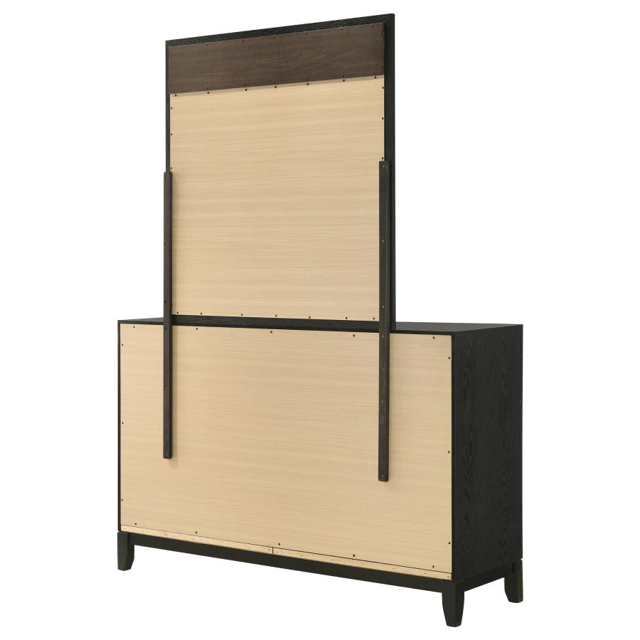 (image for) Valencia 6-drawer Dresser with Mirror Black