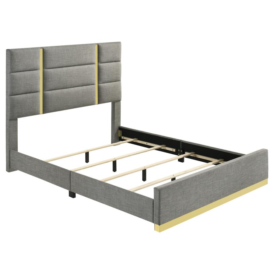 (image for) Ines 56-inch Fabric Upholstered Queen Panel Bed Grey