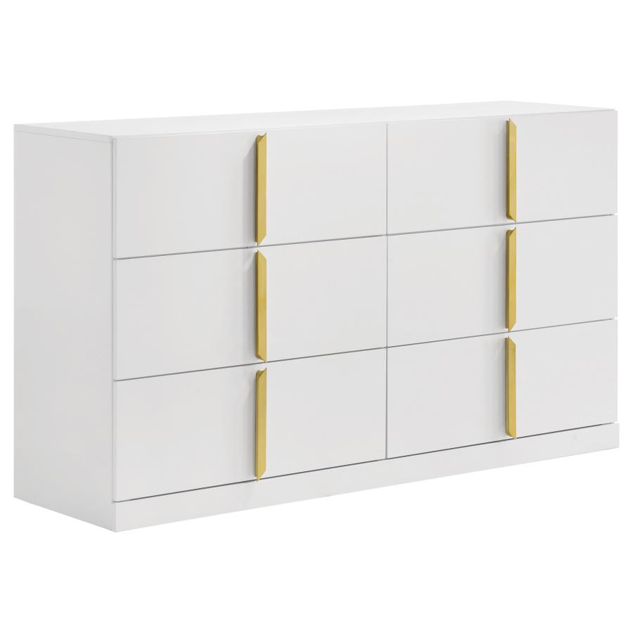 (image for) Ines 6-drawer Bedroom Dresser Cabinet White High Gloss