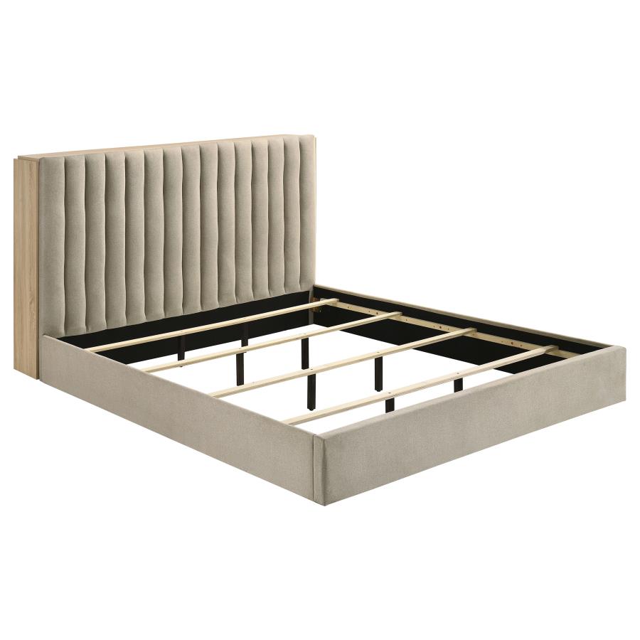 (image for) Arielle Eastern King Bookcase Panel Storage Bed Light Oak