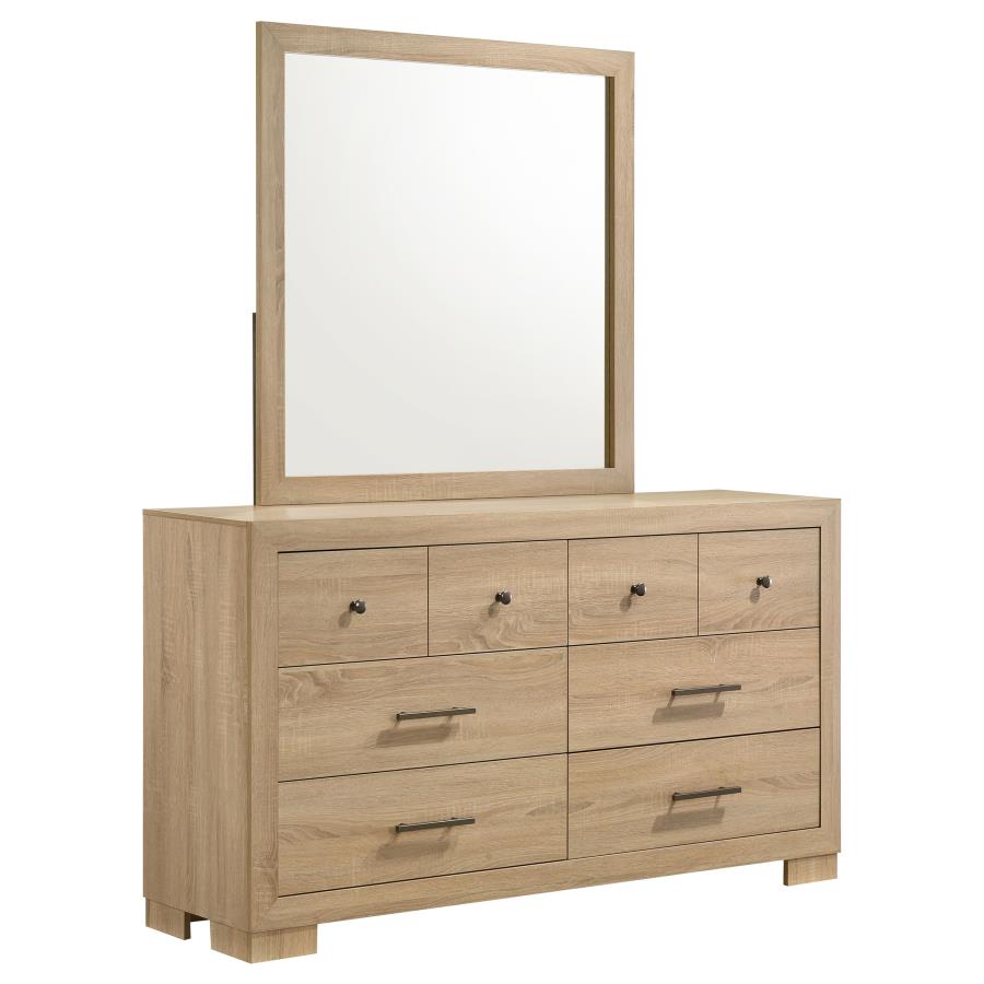 (image for) Arielle 6-drawer Bedroom Dresser with Mirror Light Oak