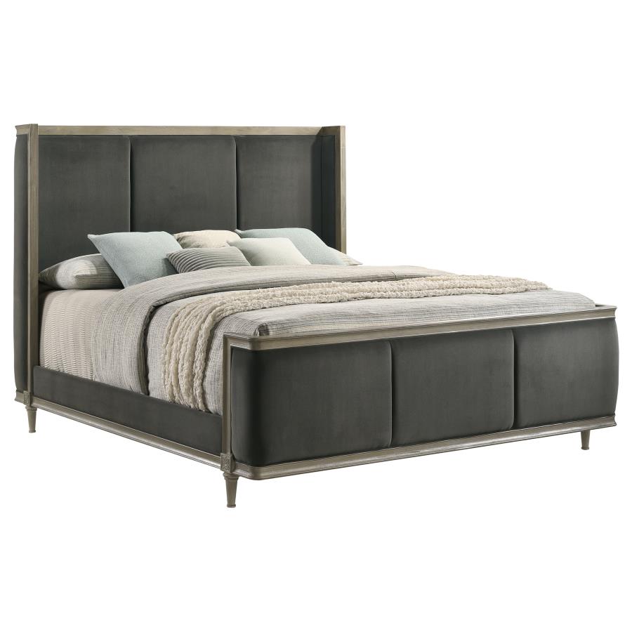 (image for) Alderwood Upholstered Eastern King Wingback Bed French Grey