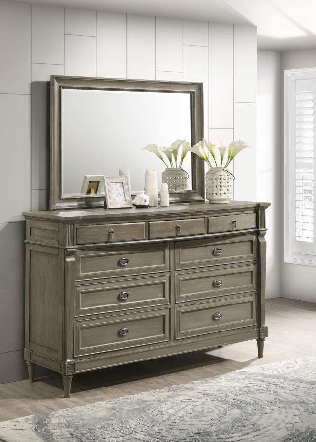 (image for) Alderwood 9-drawer Dresser with Mirror French Grey