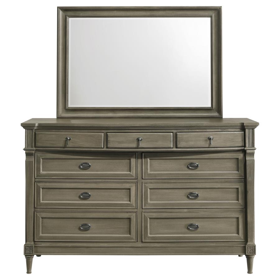 (image for) Alderwood 9-drawer Dresser with Mirror French Grey