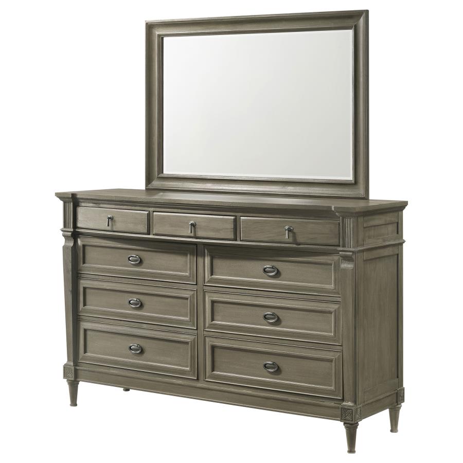 (image for) Alderwood 9-drawer Dresser with Mirror French Grey