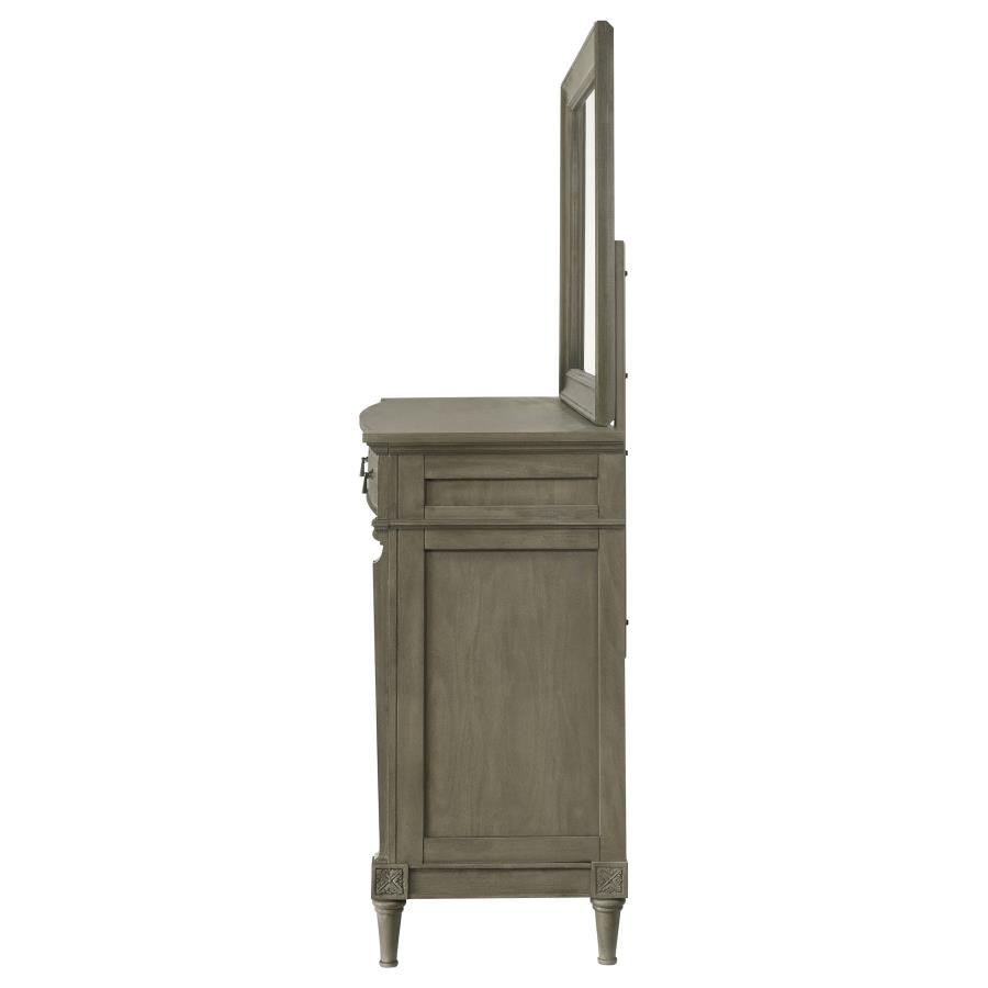 (image for) Alderwood 9-drawer Dresser with Mirror French Grey