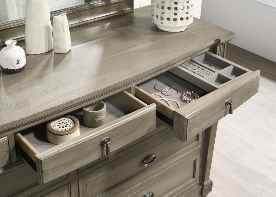 (image for) Alderwood 9-drawer Dresser with Mirror French Grey