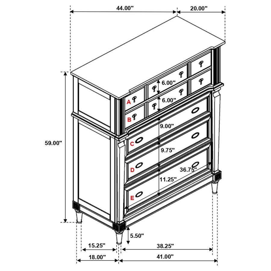 (image for) Alderwood 5-drawer Bedroom Chest French Grey