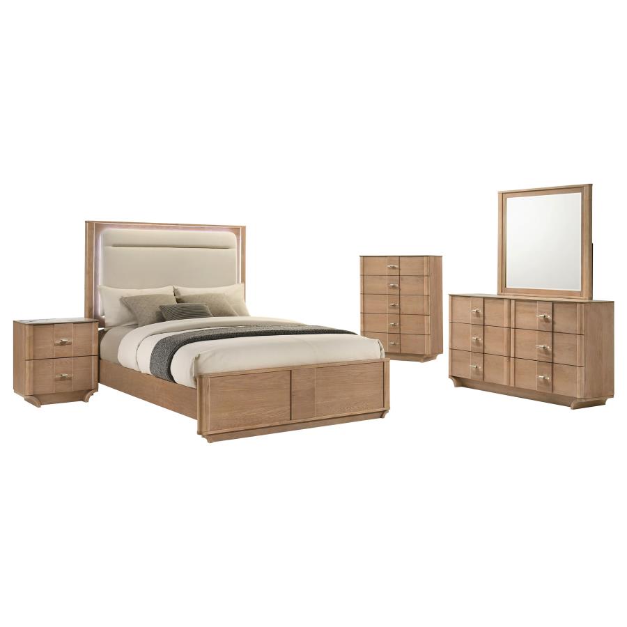 (image for) Leanne 5-piece Eastern King Bedroom Set Light Oak