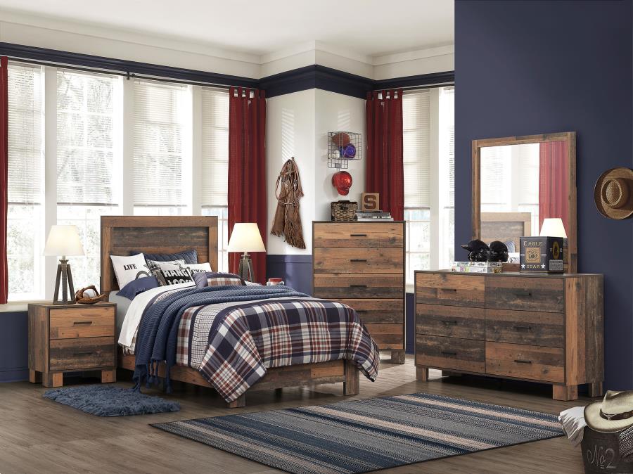 (image for) Sidney Wood Twin Panel Bed Rustic Pine