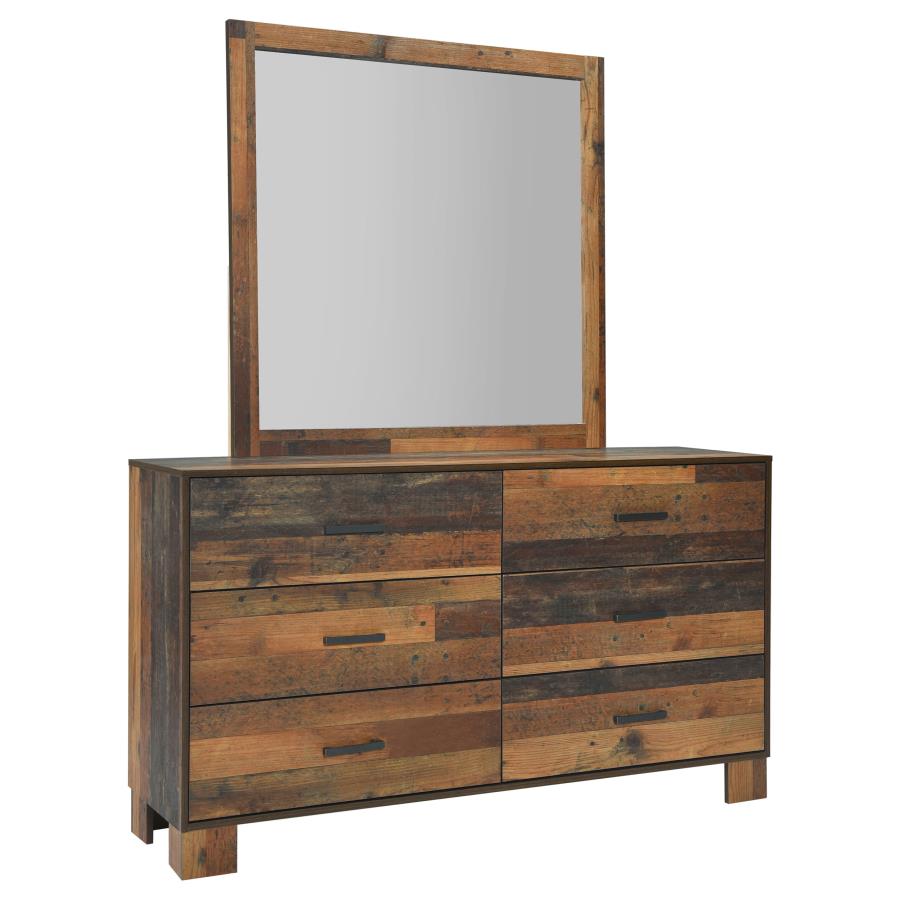 (image for) Sidney 6-drawer Dresser with Mirror Rustic Pine