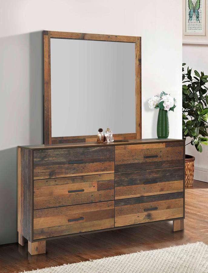 (image for) Sidney 6-drawer Dresser with Mirror Rustic Pine