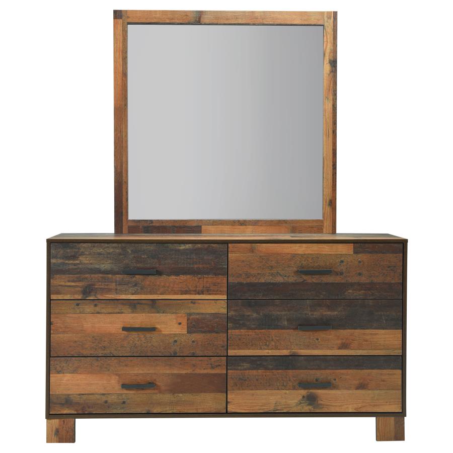 (image for) Sidney 6-drawer Dresser with Mirror Rustic Pine