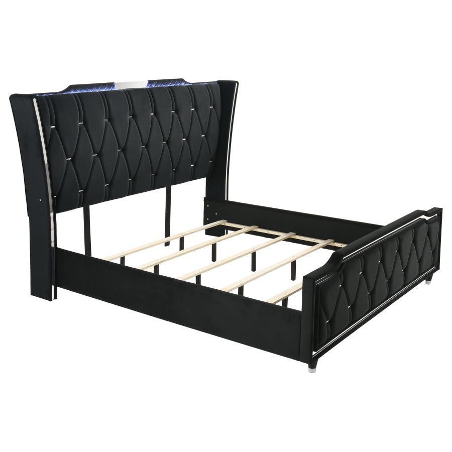 (image for) Lorient Eastern King LED Upholstered Bed Black