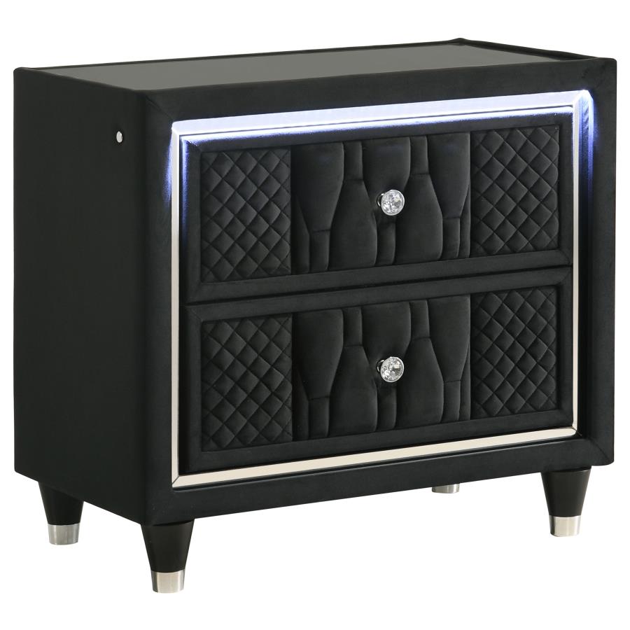 (image for) Lorient 2-drawer LED Nightstand with USB Black