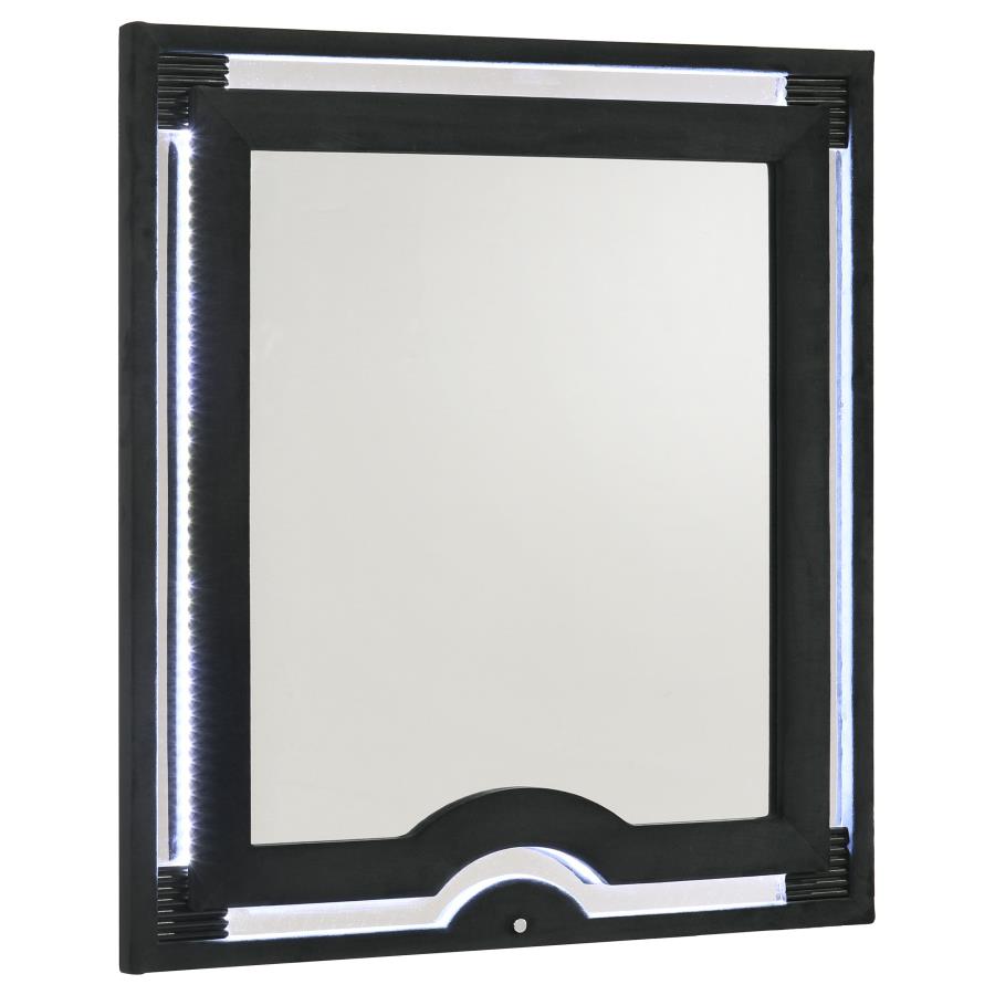 (image for) Ravenne Velvet Upholstered LED Dresser Mirror Black